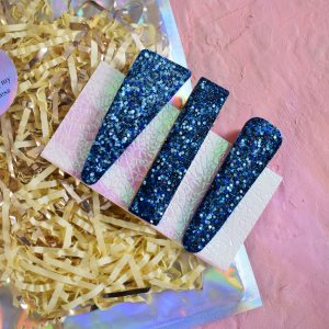 Sparkling Blue Handmade Resin Hair Clips