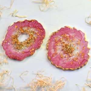 Pink resin coasters