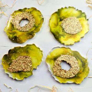 Glamorous resin coasters