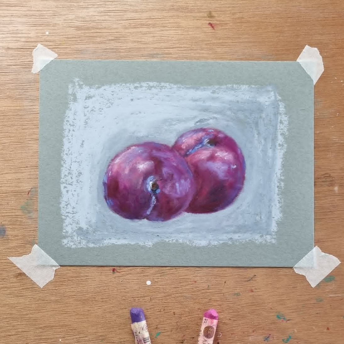 oil pastels plums