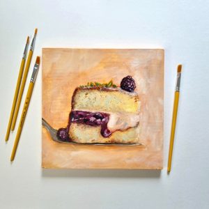 slice of cake oil painting